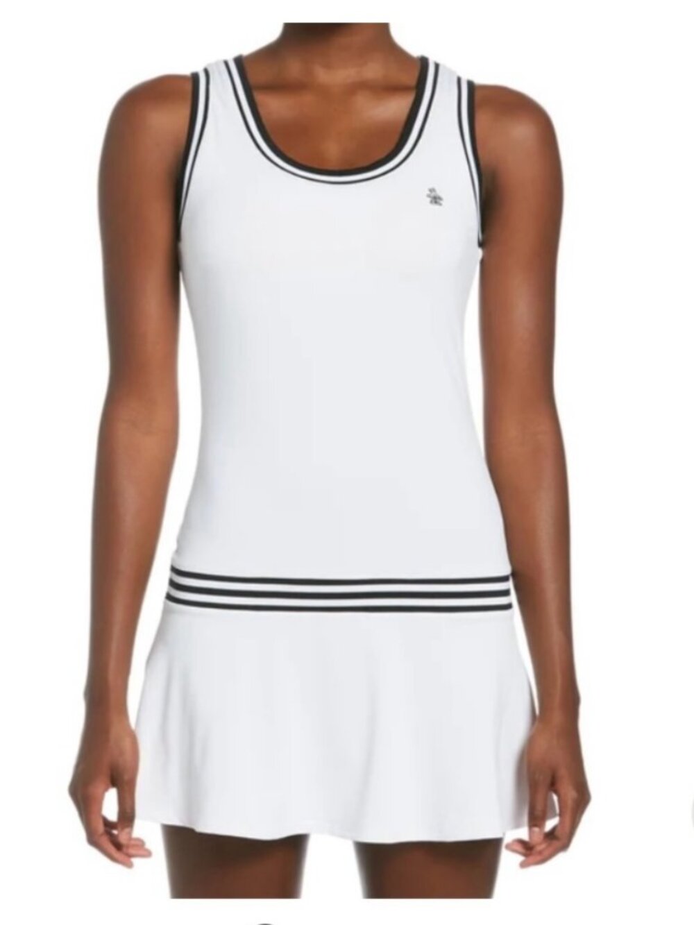 Original Penguin Essential Drop-Waist Tennis Dress with Black Stripe Trim Size M